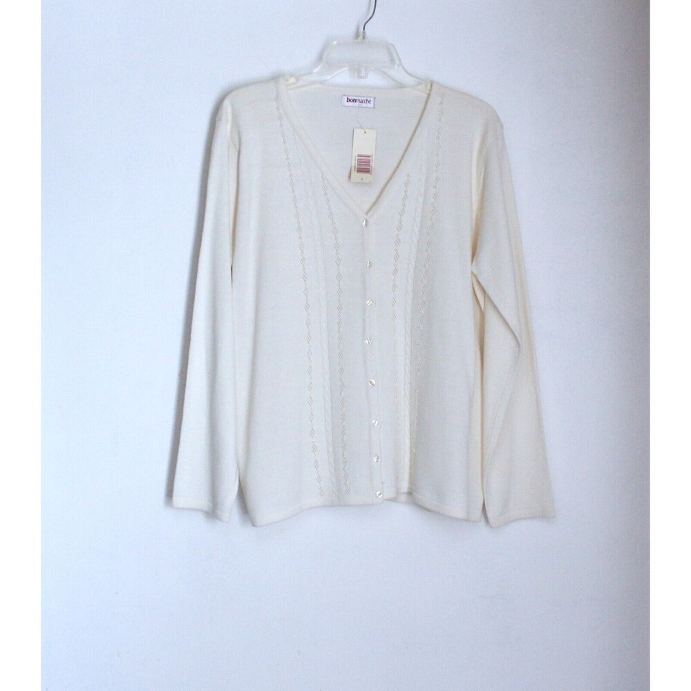 Bonmarche Cardigan Ivory Light Beading Women's Size Large NWT
